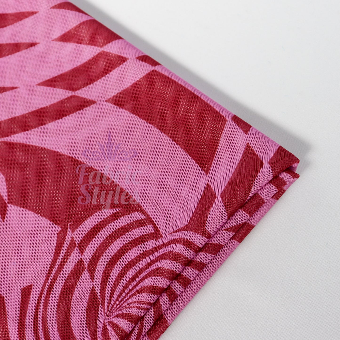 Pink Abstract Swirl Power Mesh Fabric
