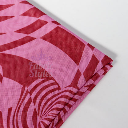 Pink Abstract Swirl Power Mesh Fabric