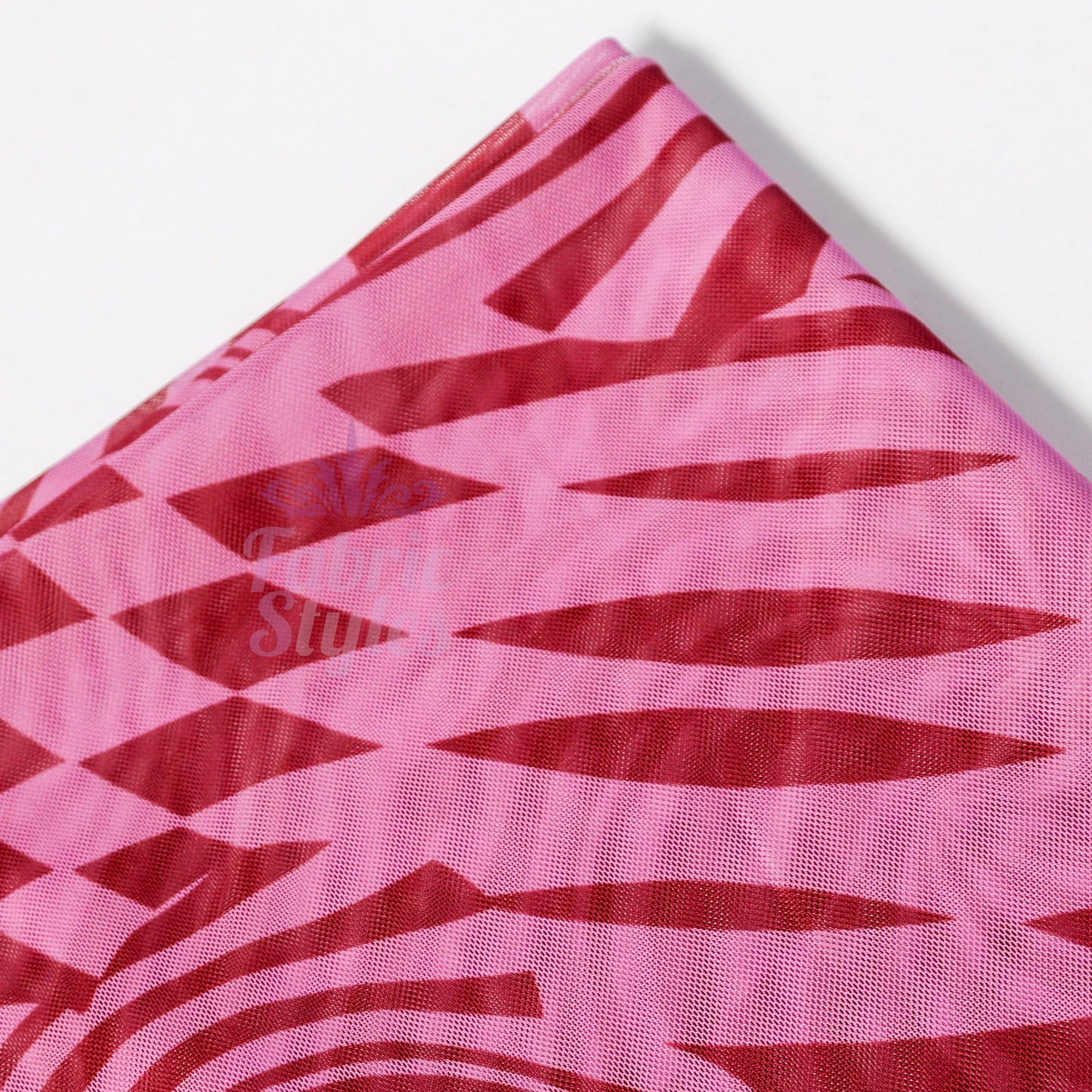 Pink Abstract Swirl Power Mesh Fabric