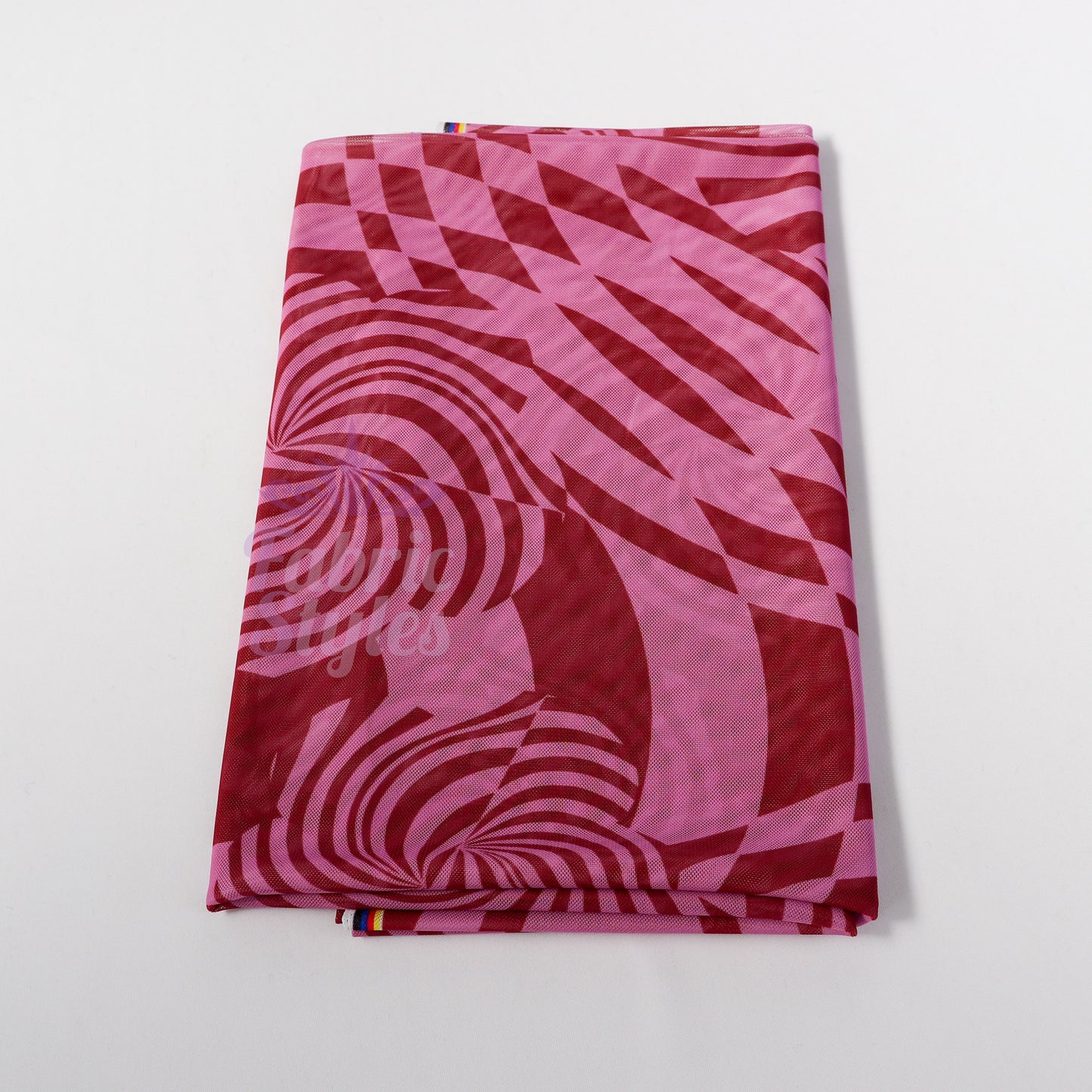 Pink Abstract Swirl Power Mesh Fabric