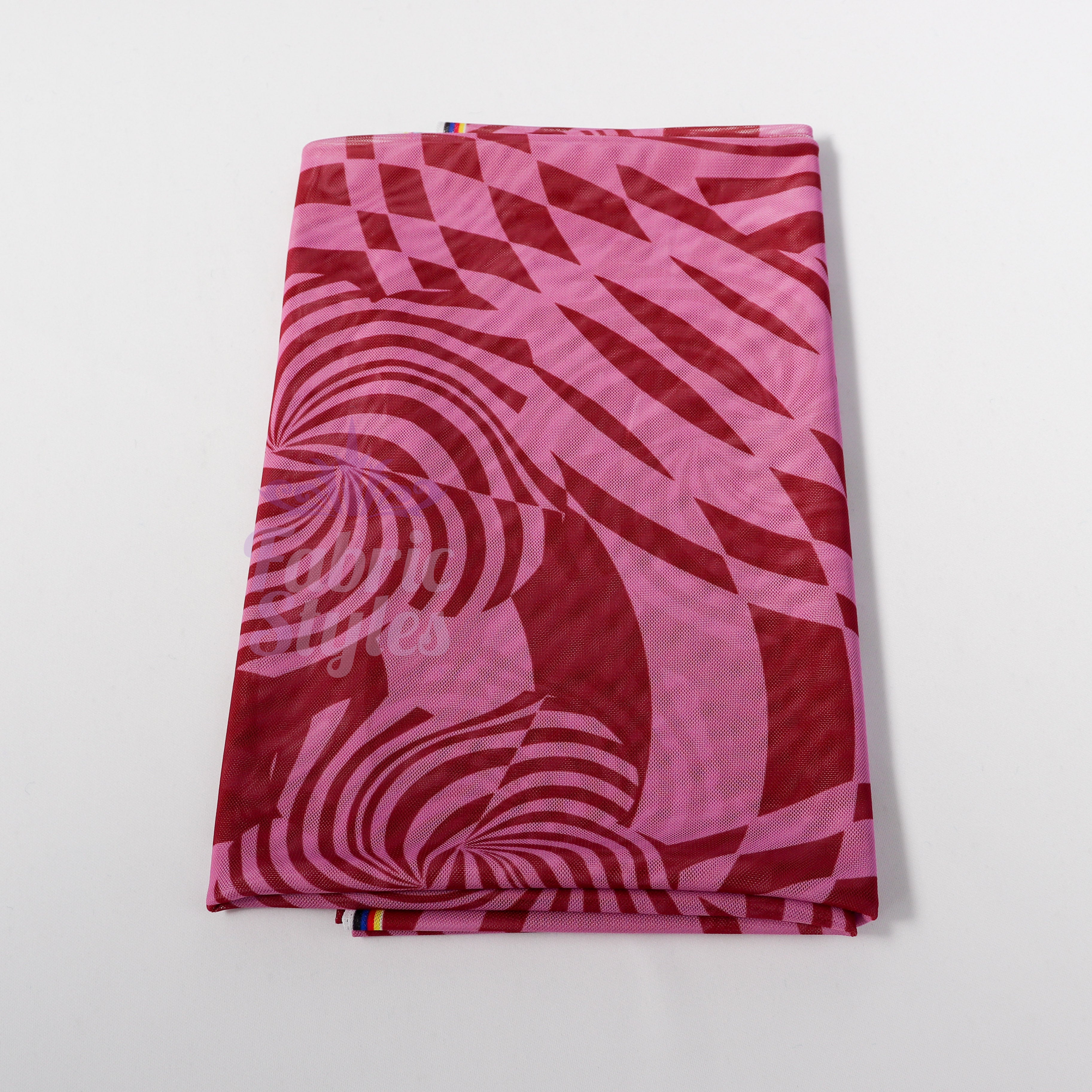 Pink Abstract Swirl Power Mesh Fabric
