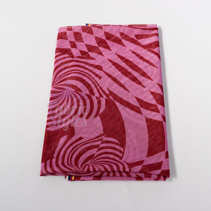 Pink Abstract Swirl Power Mesh Fabric
