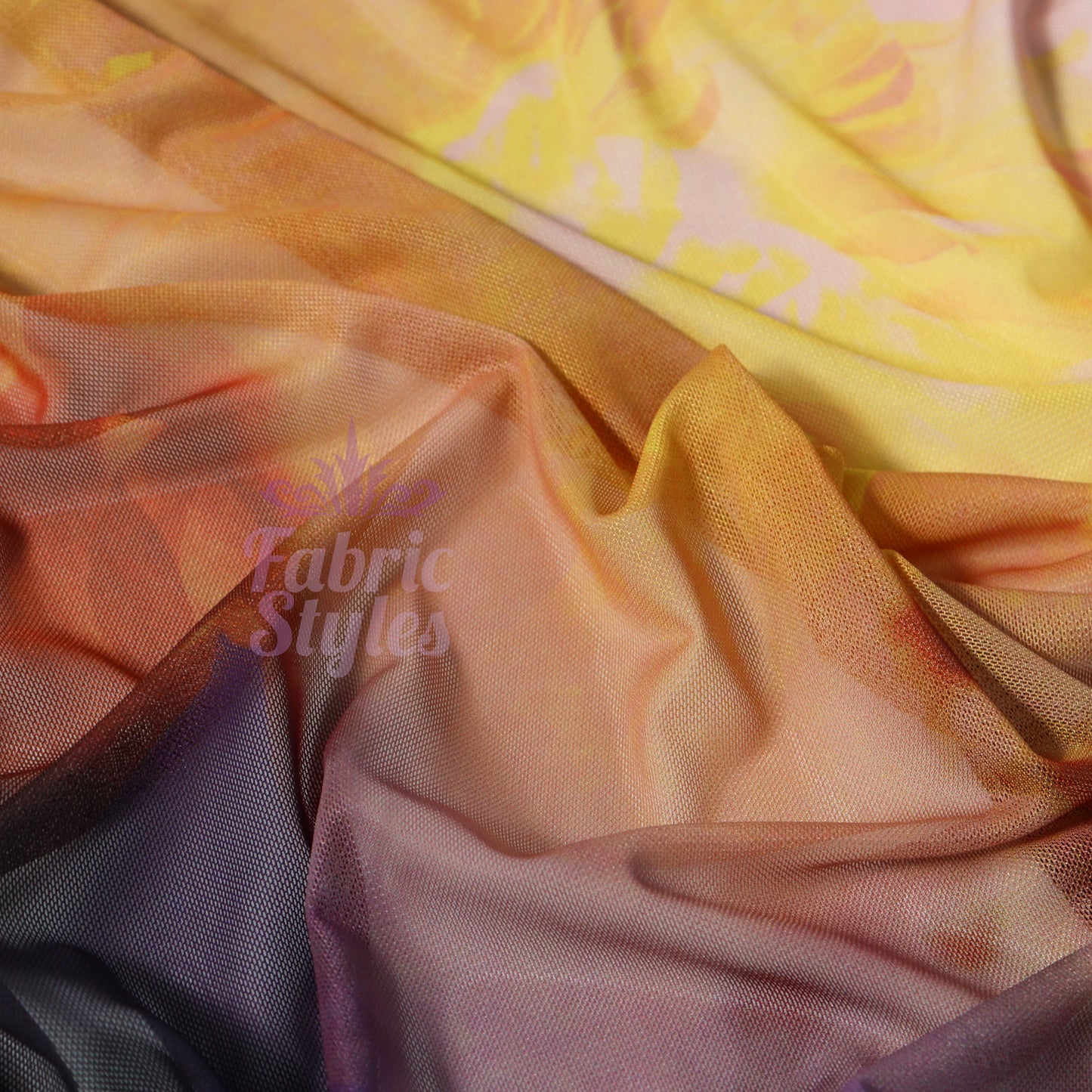 Large Floral Power Mesh Fabric