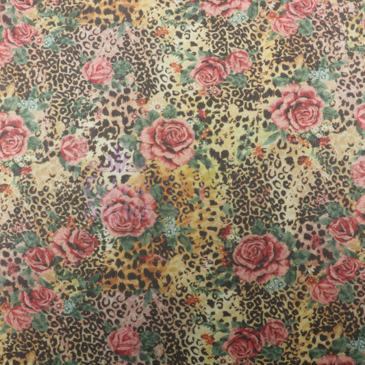 Leopard Rose Power Mesh Fabric