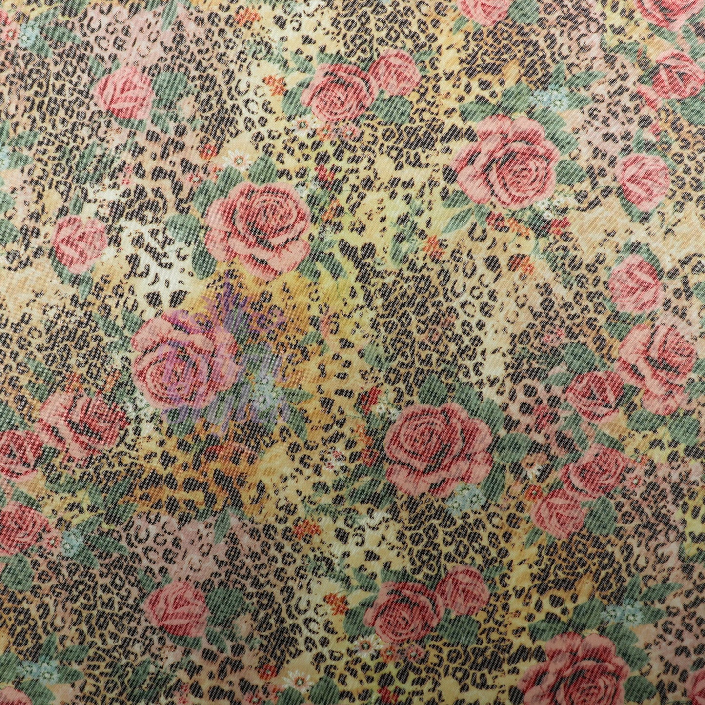 Leopard Rose Power Mesh Fabric