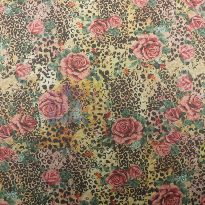 Leopard Rose Power Mesh Fabric