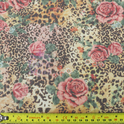 Leopard Rose Power Mesh Fabric