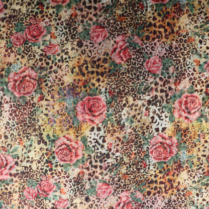 Leopard Rose Power Mesh Fabric