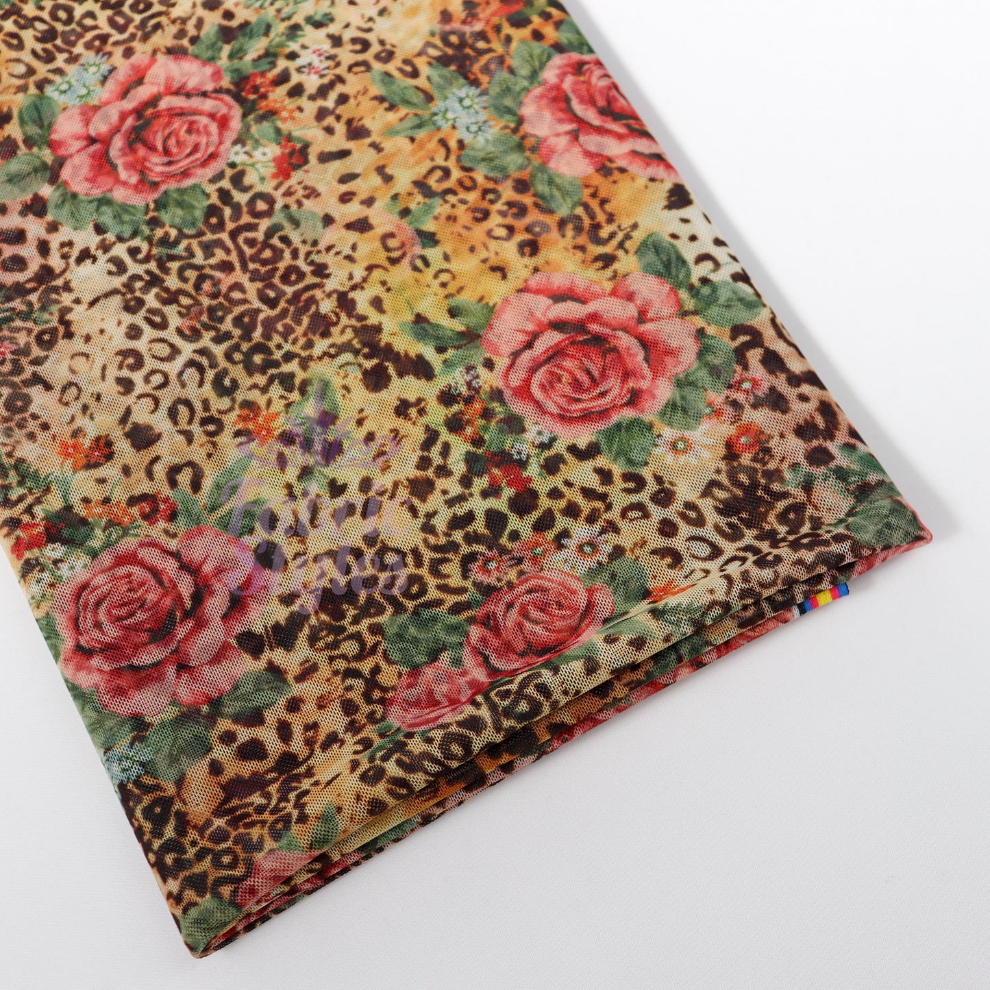 Leopard Rose Power Mesh Fabric