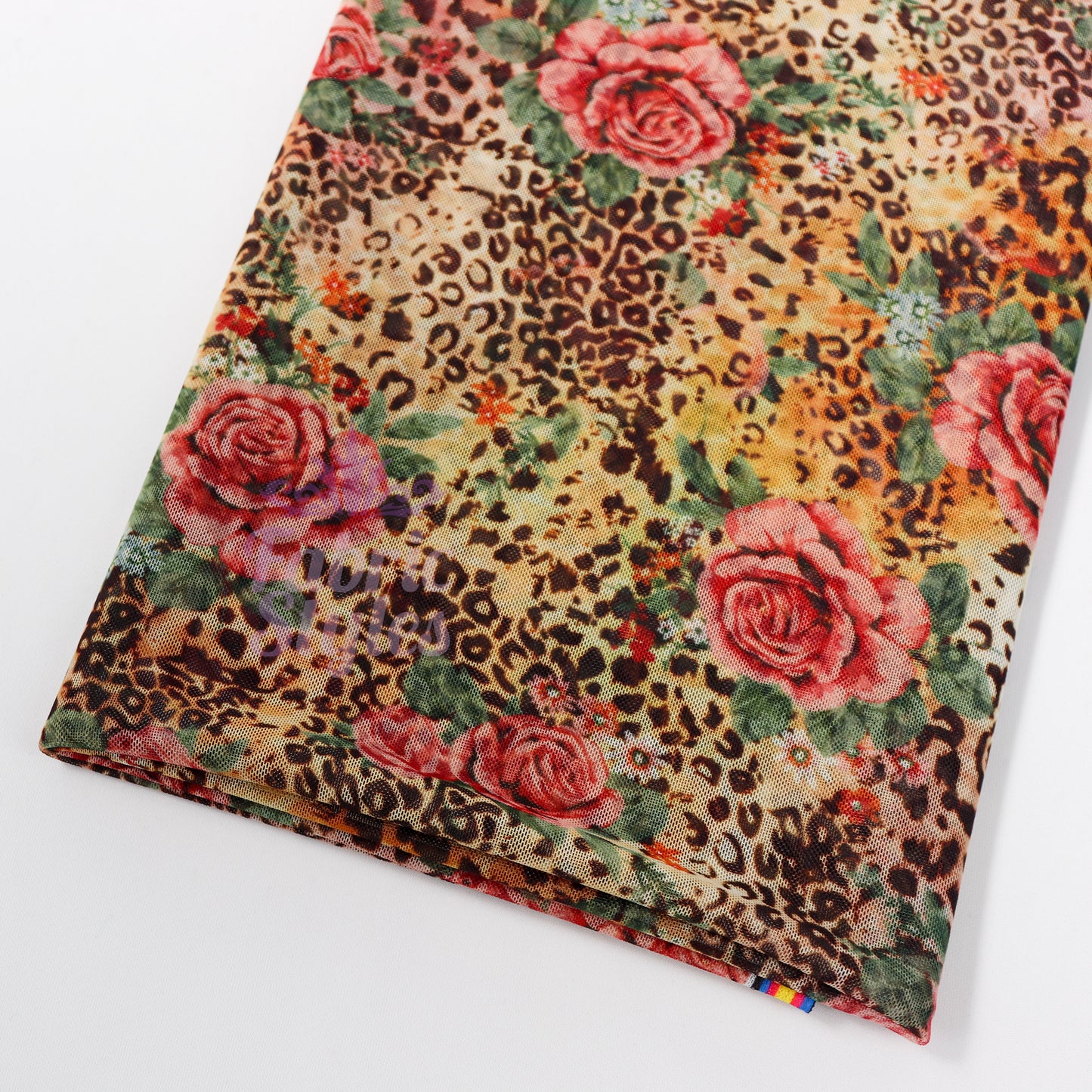 Leopard Rose Power Mesh Fabric