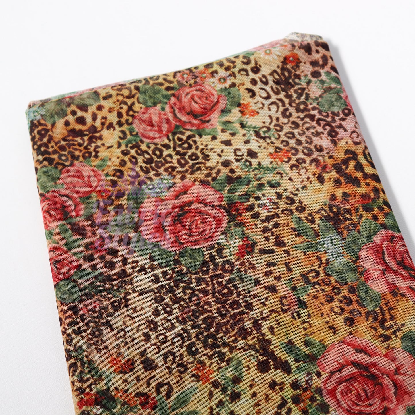 Leopard Rose Power Mesh Fabric