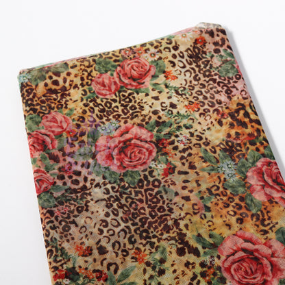 Leopard Rose Power Mesh Fabric