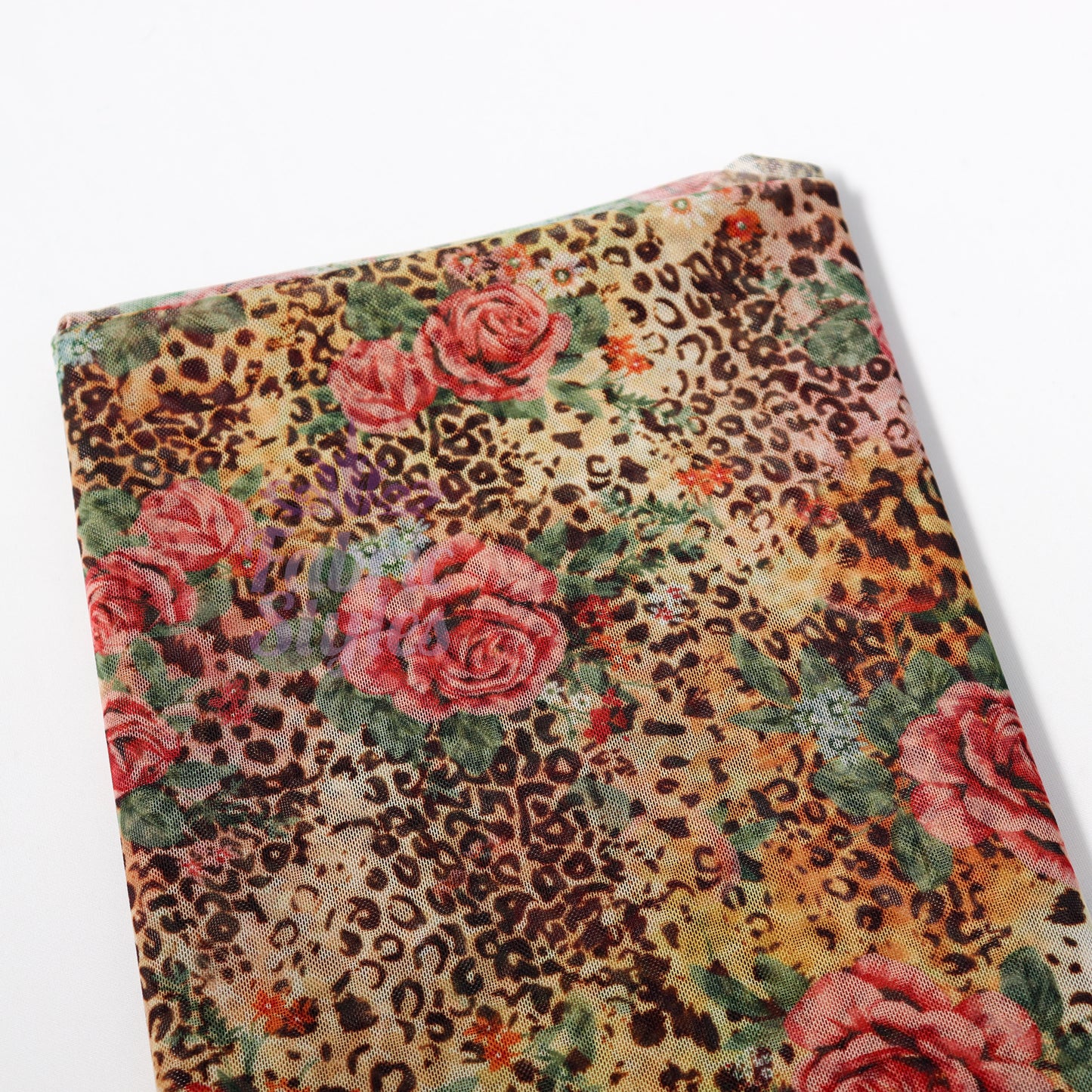 Leopard Rose Power Mesh Fabric