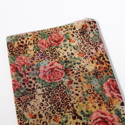 Leopard Rose Power Mesh Fabric