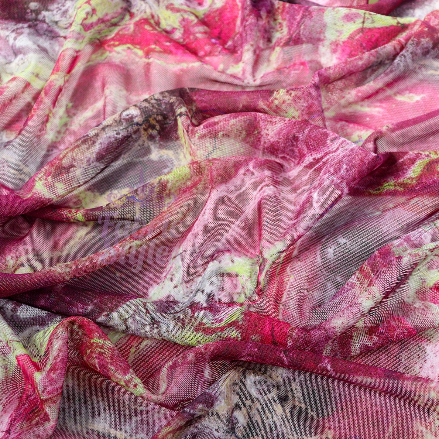 Pink Power Mesh Tie Dye Fabric