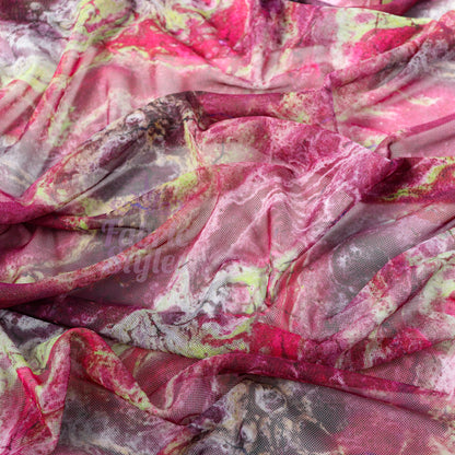 Pink Power Mesh Tie Dye Fabric