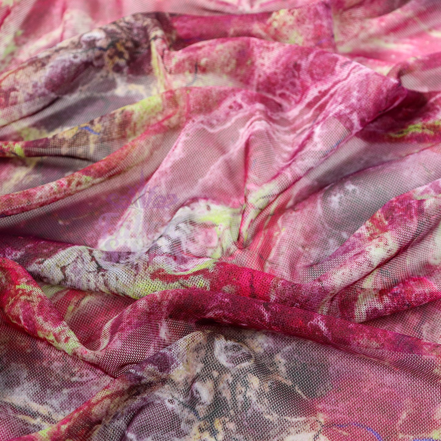 Pink Power Mesh Tie Dye Fabric