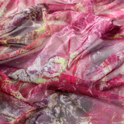 Pink Power Mesh Tie Dye Fabric