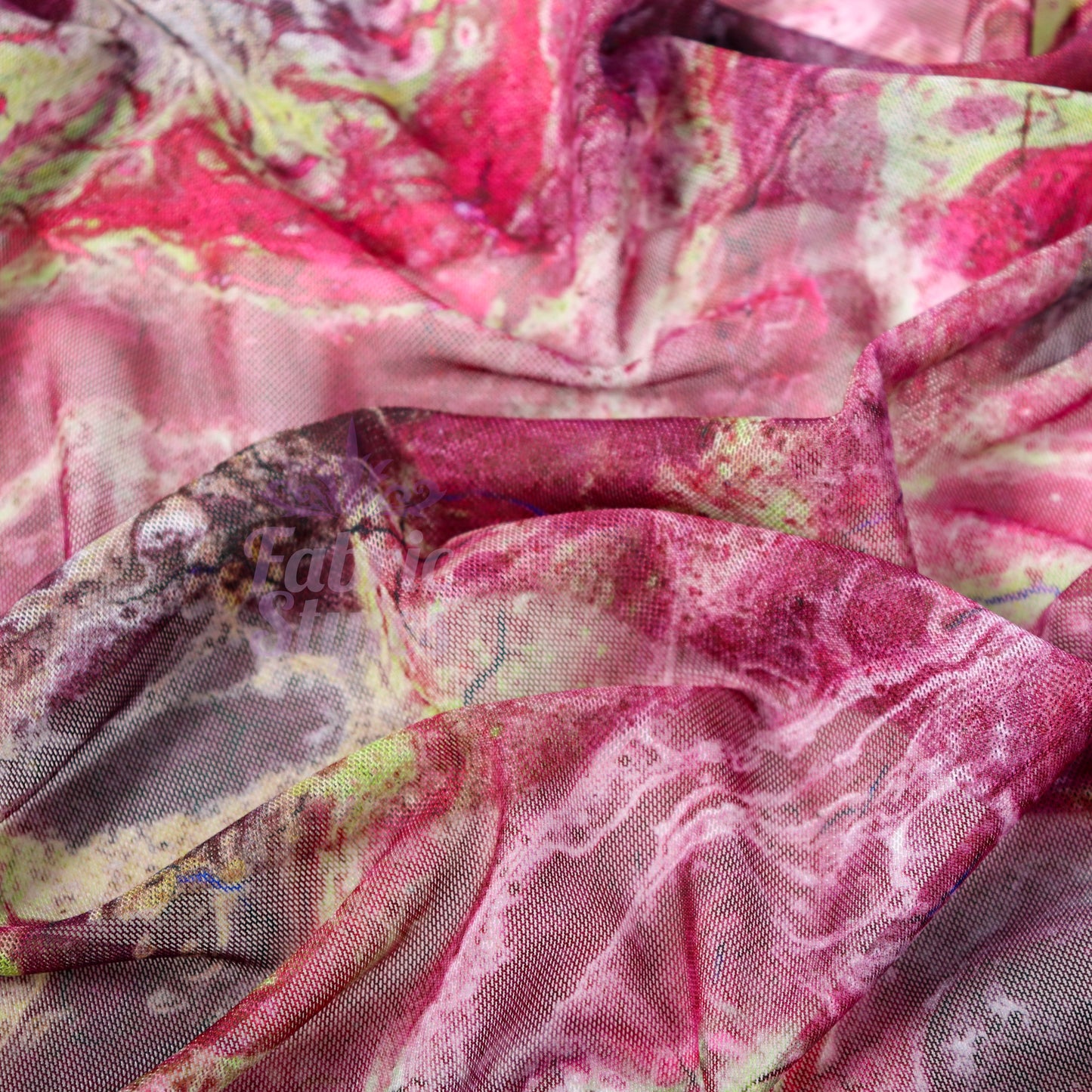 Pink Power Mesh Tie Dye Fabric