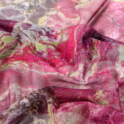 Pink Power Mesh Tie Dye Fabric