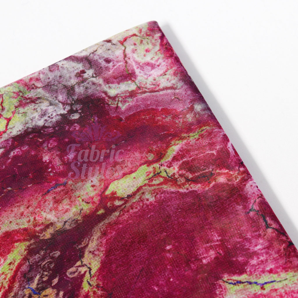 Pink Power Mesh Tie Dye Fabric