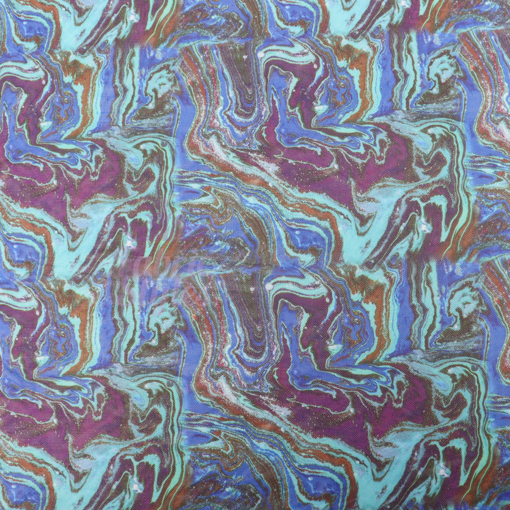 Blue Swirl Power Mesh Fabric