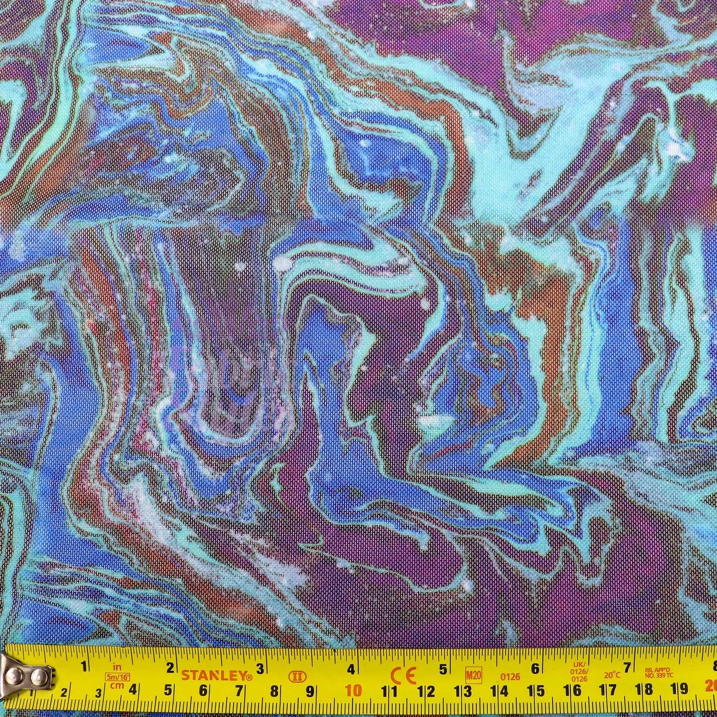 Blue Swirl Power Mesh Fabric