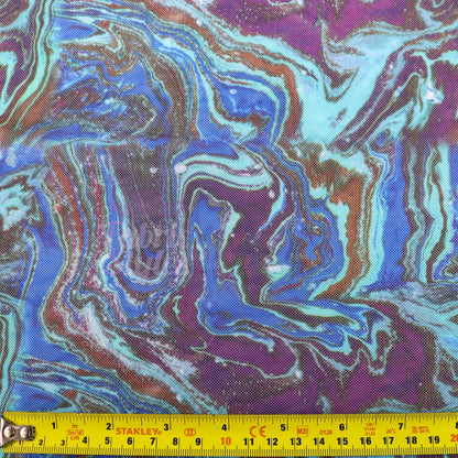 Blue Swirl Power Mesh Fabric