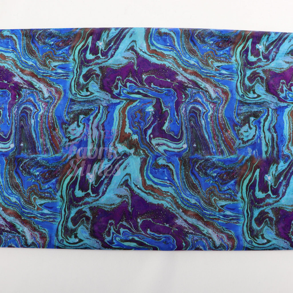 Blue Swirl Power Mesh Fabric