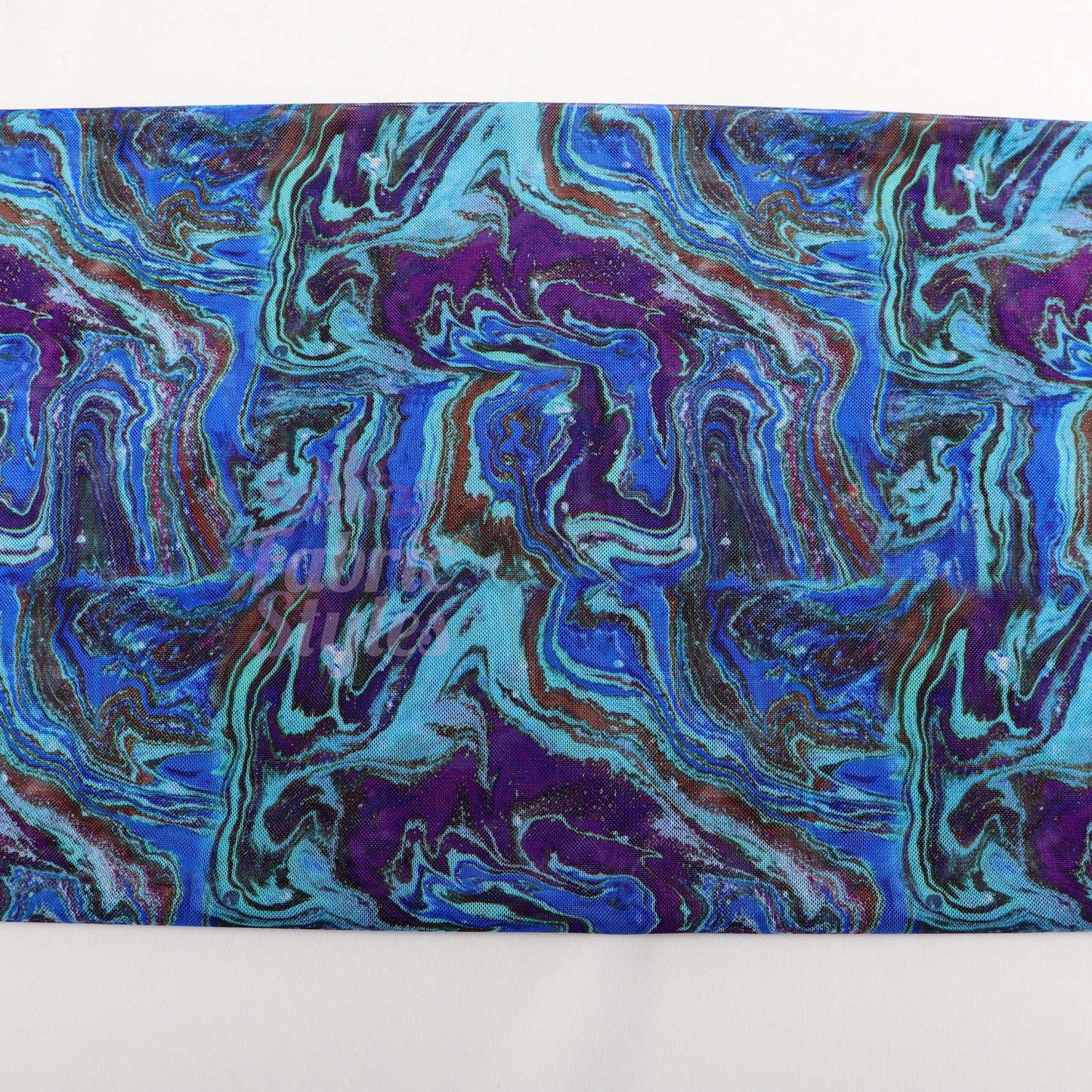 Blue Swirl Power Mesh Fabric
