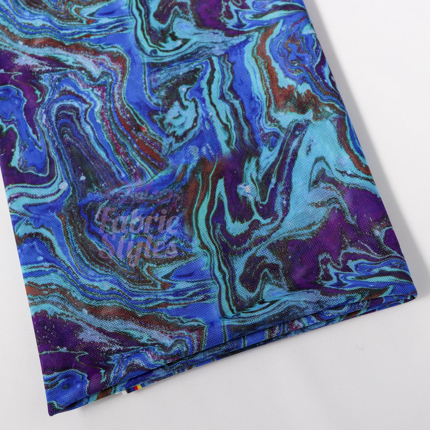 Blue Swirl Power Mesh Fabric