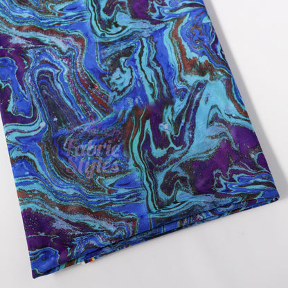 Blue Swirl Power Mesh Fabric