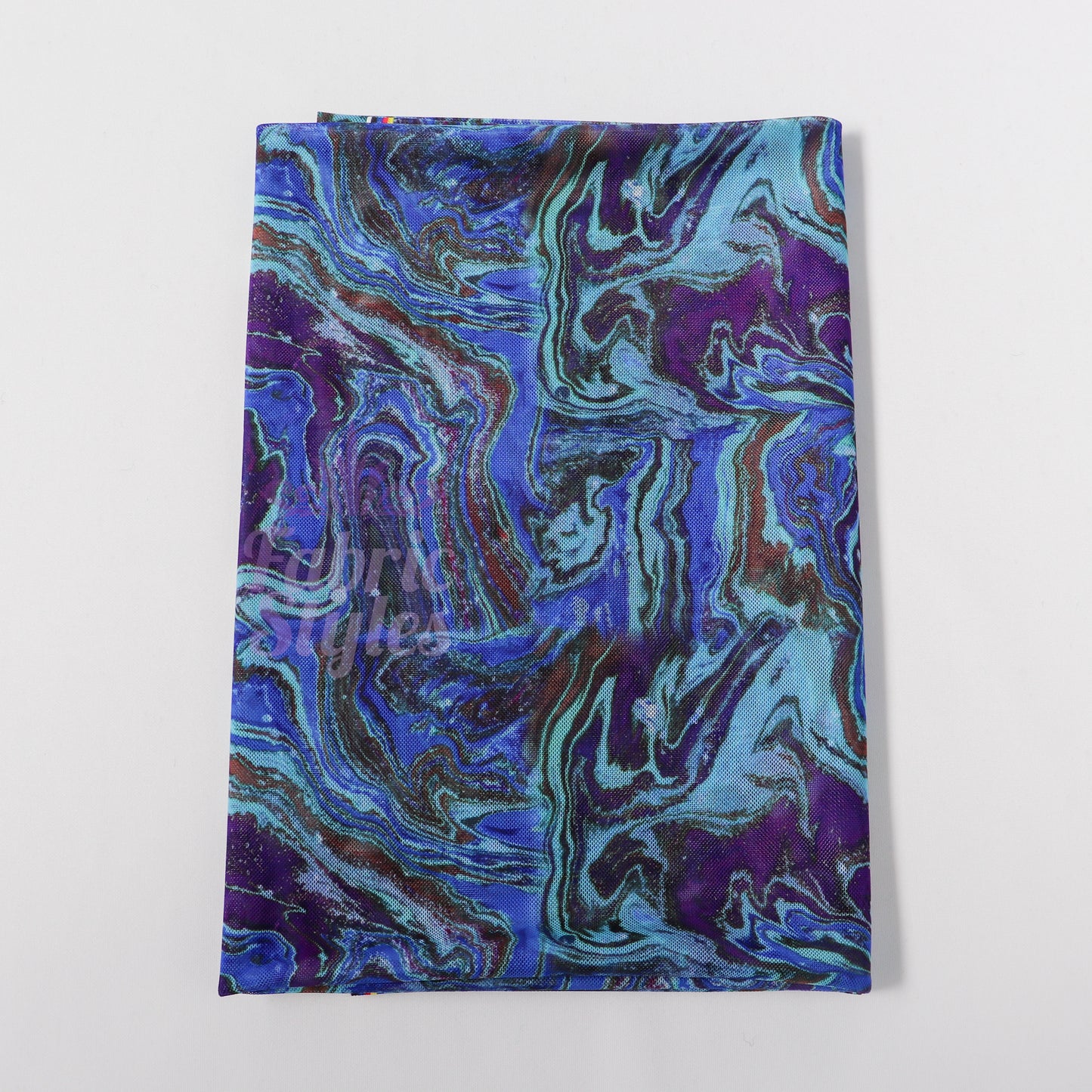 Blue Swirl Power Mesh Fabric