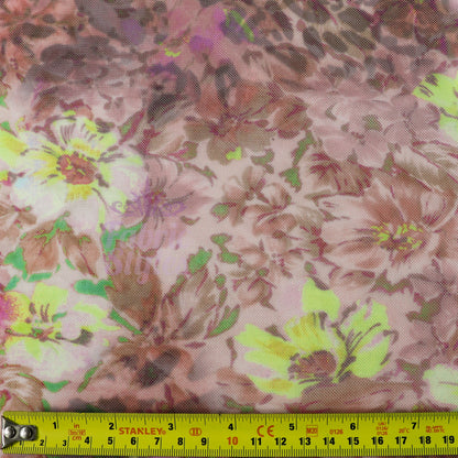 Floral Multicolor Power Mesh Fabric
