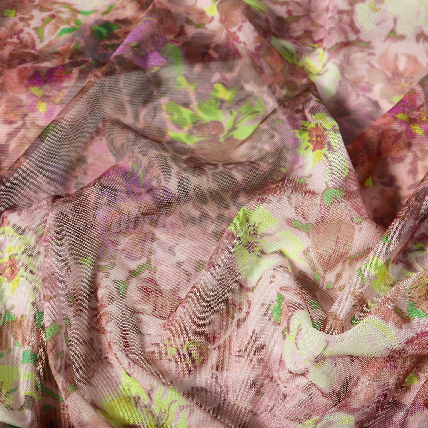 Floral Multicolor Power Mesh Fabric