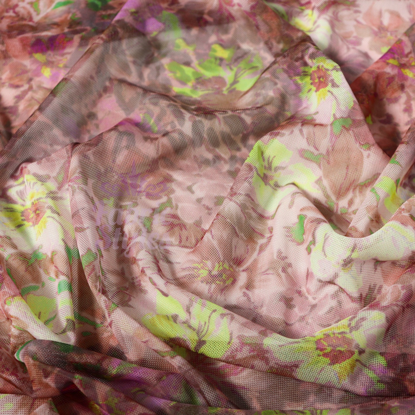 Floral Multicolor Power Mesh Fabric
