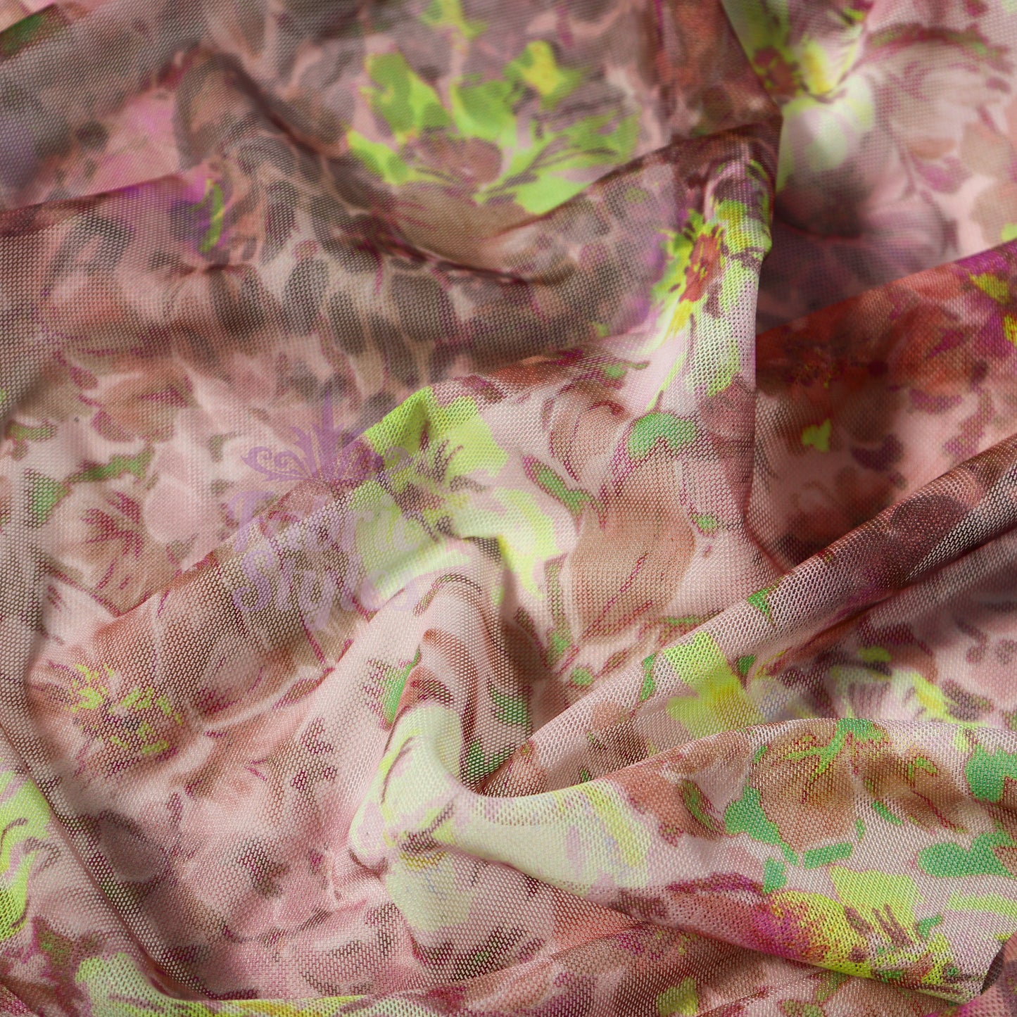 Floral Multicolor Power Mesh Fabric