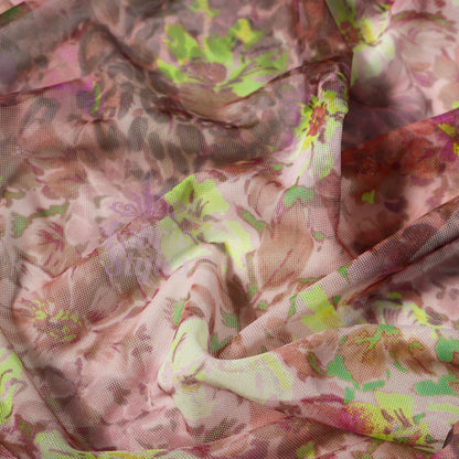 Floral Multicolor Power Mesh Fabric