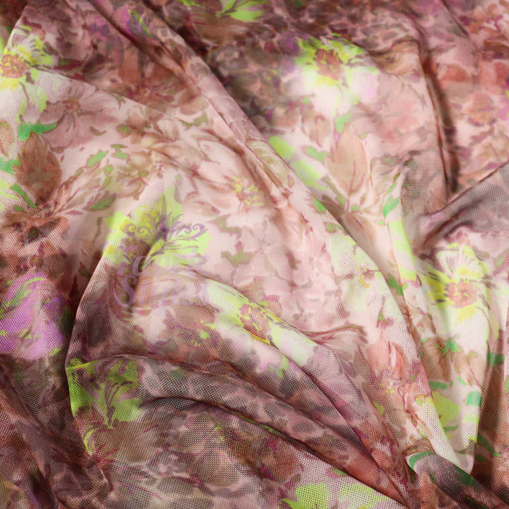 Floral Multicolor Power Mesh Fabric