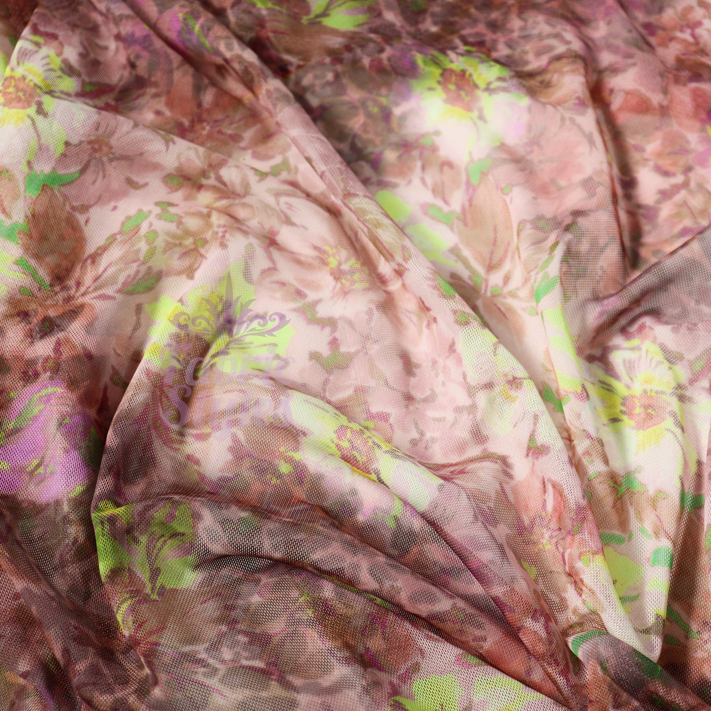 Floral Multicolor Power Mesh Fabric