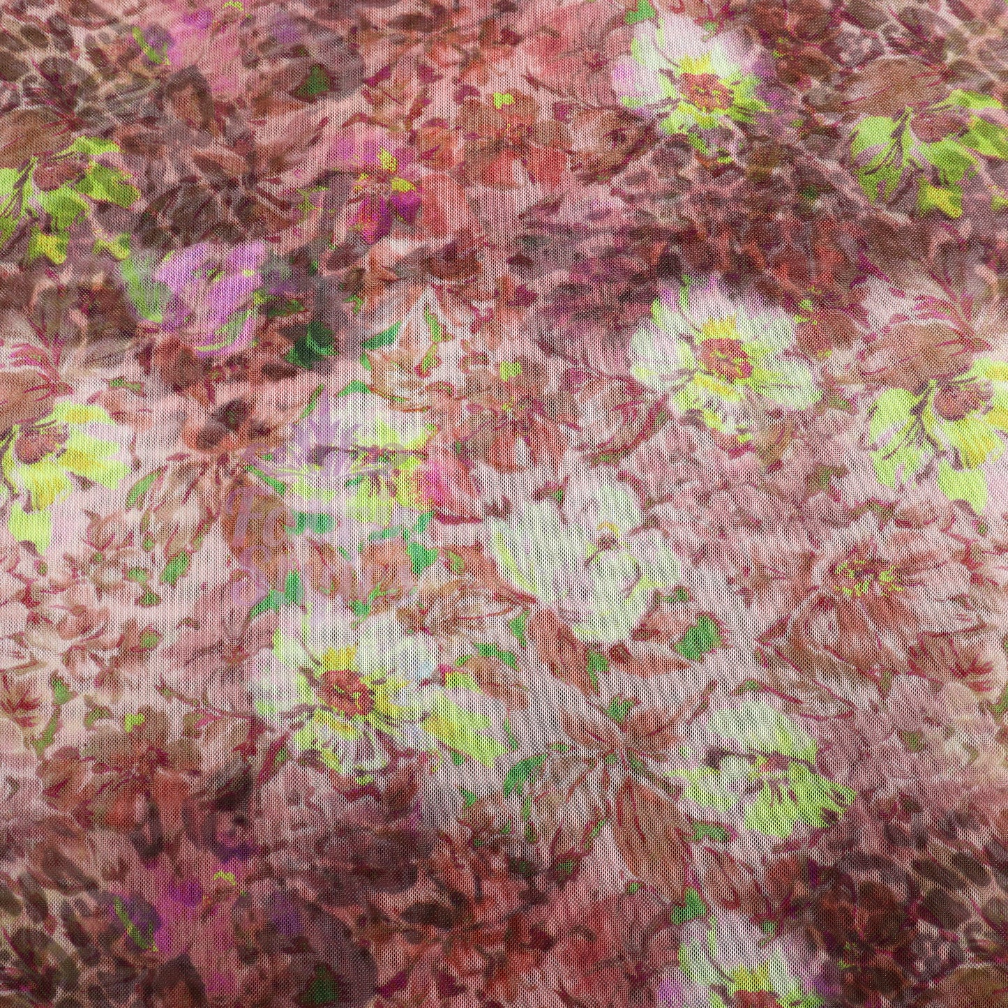 Floral Multicolor Power Mesh Fabric