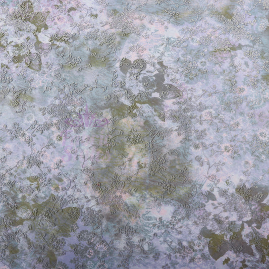 Blue Floral Power Mesh Fabric