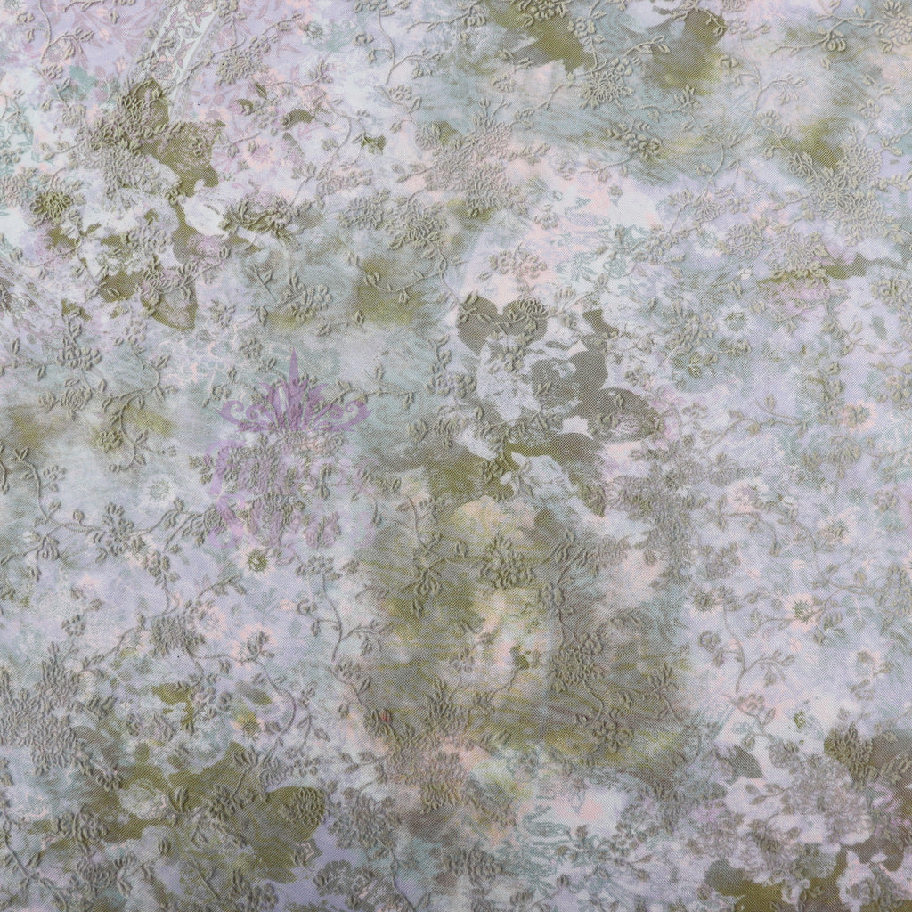 Blue Floral Power Mesh Fabric