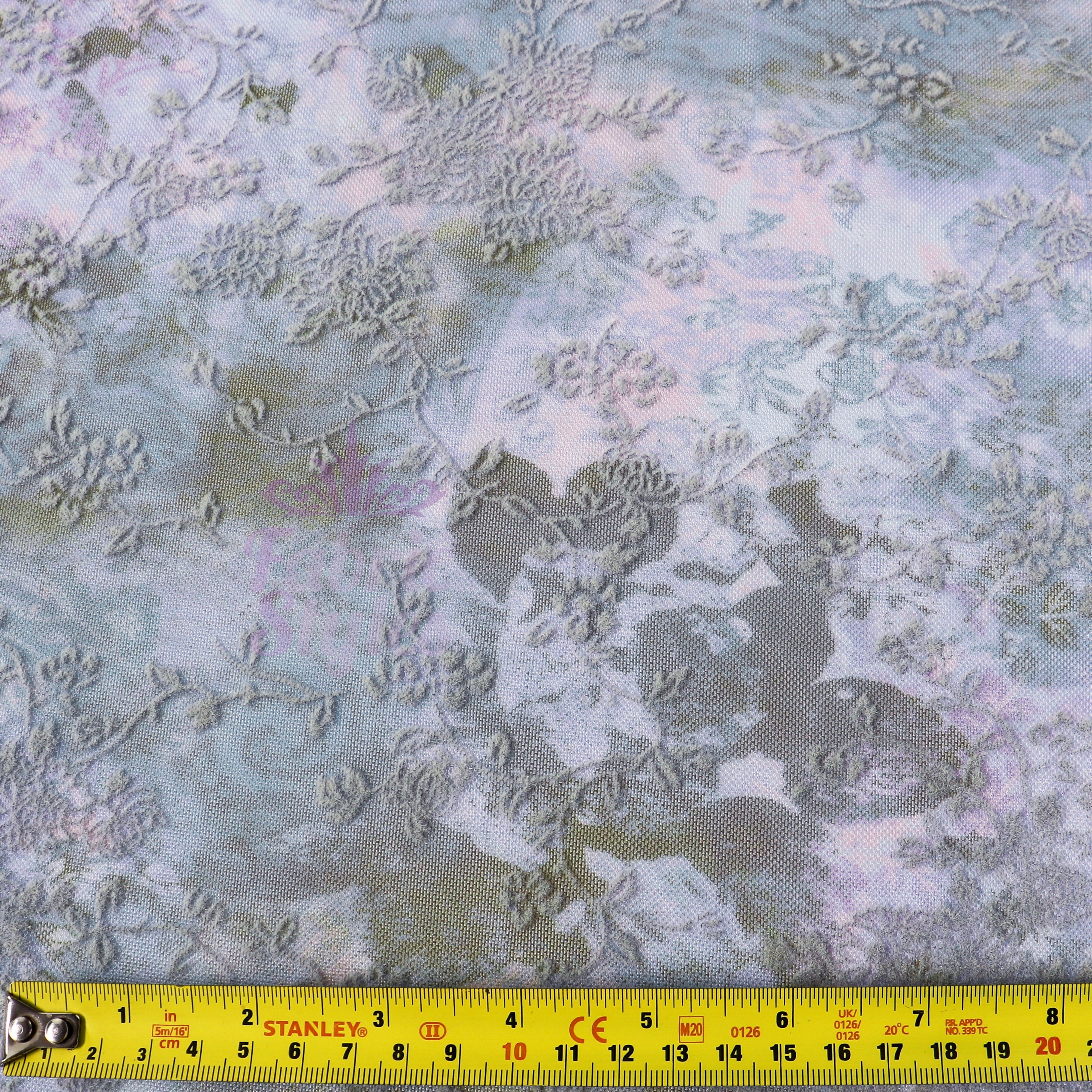 Blue Floral Power Mesh Fabric