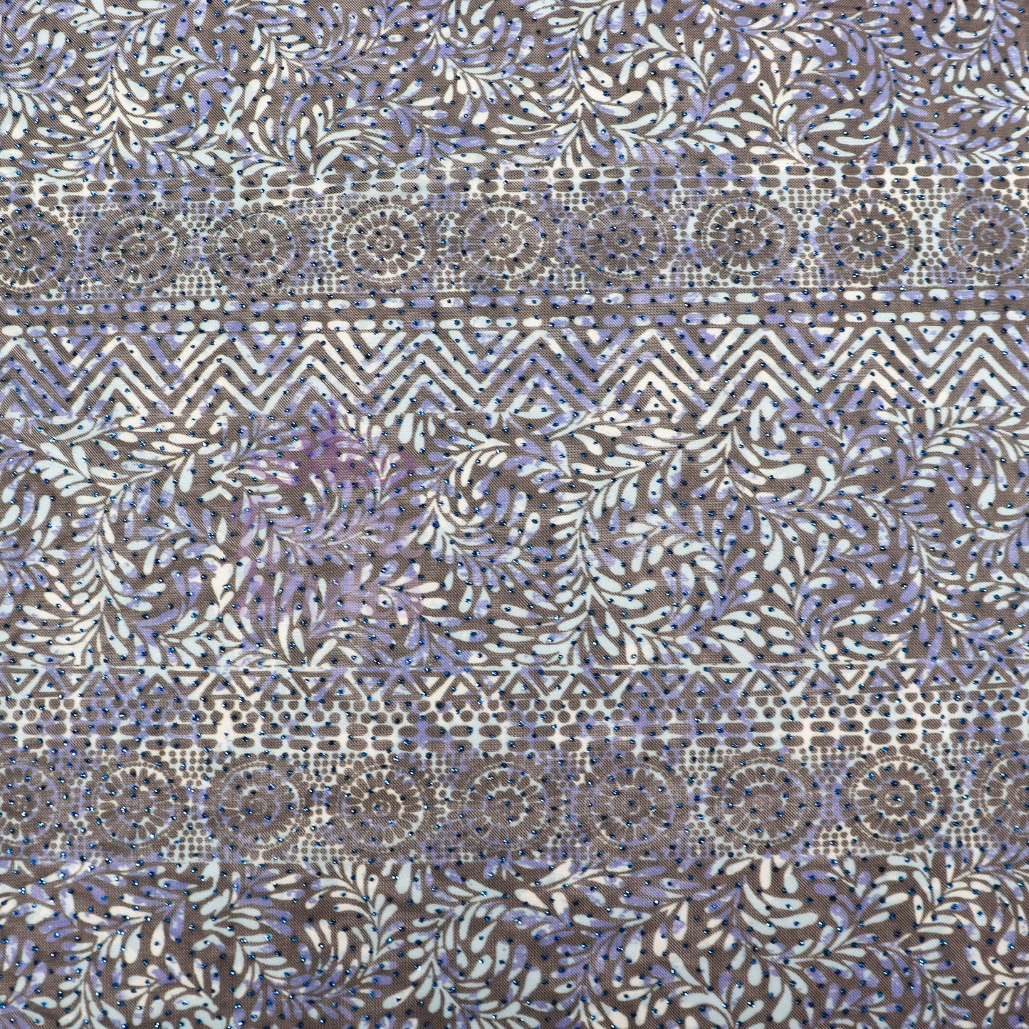Blue Aztec Power Mesh Fabric