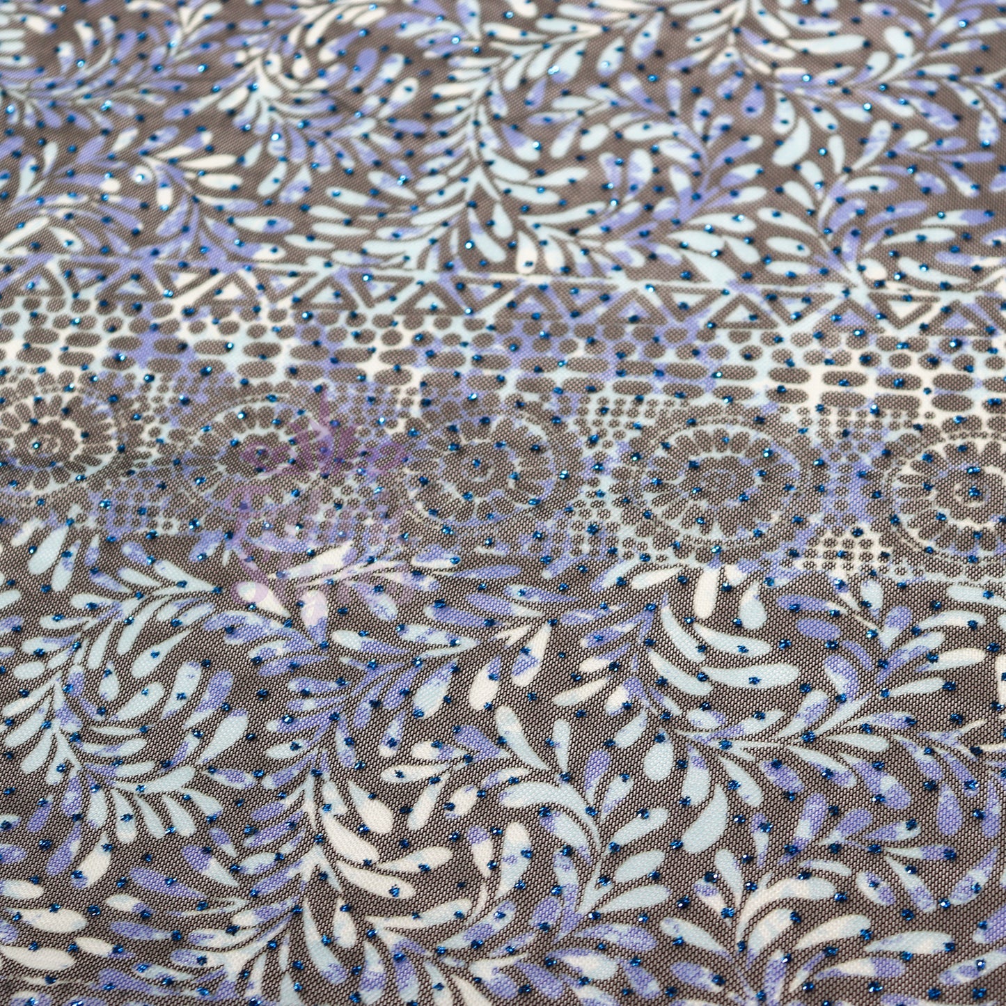 Blue Aztec Power Mesh Fabric