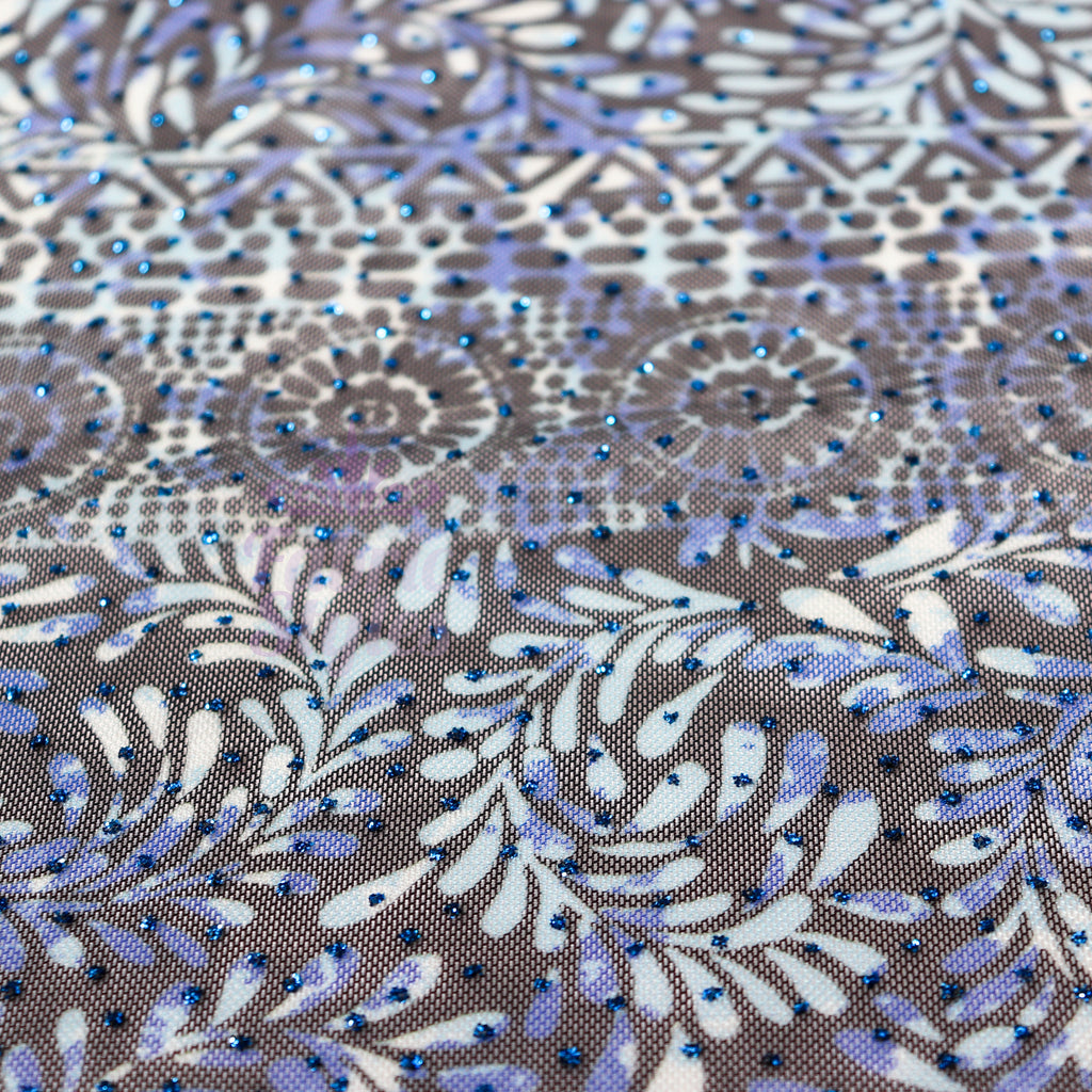 Blue Aztec Power Mesh Fabric