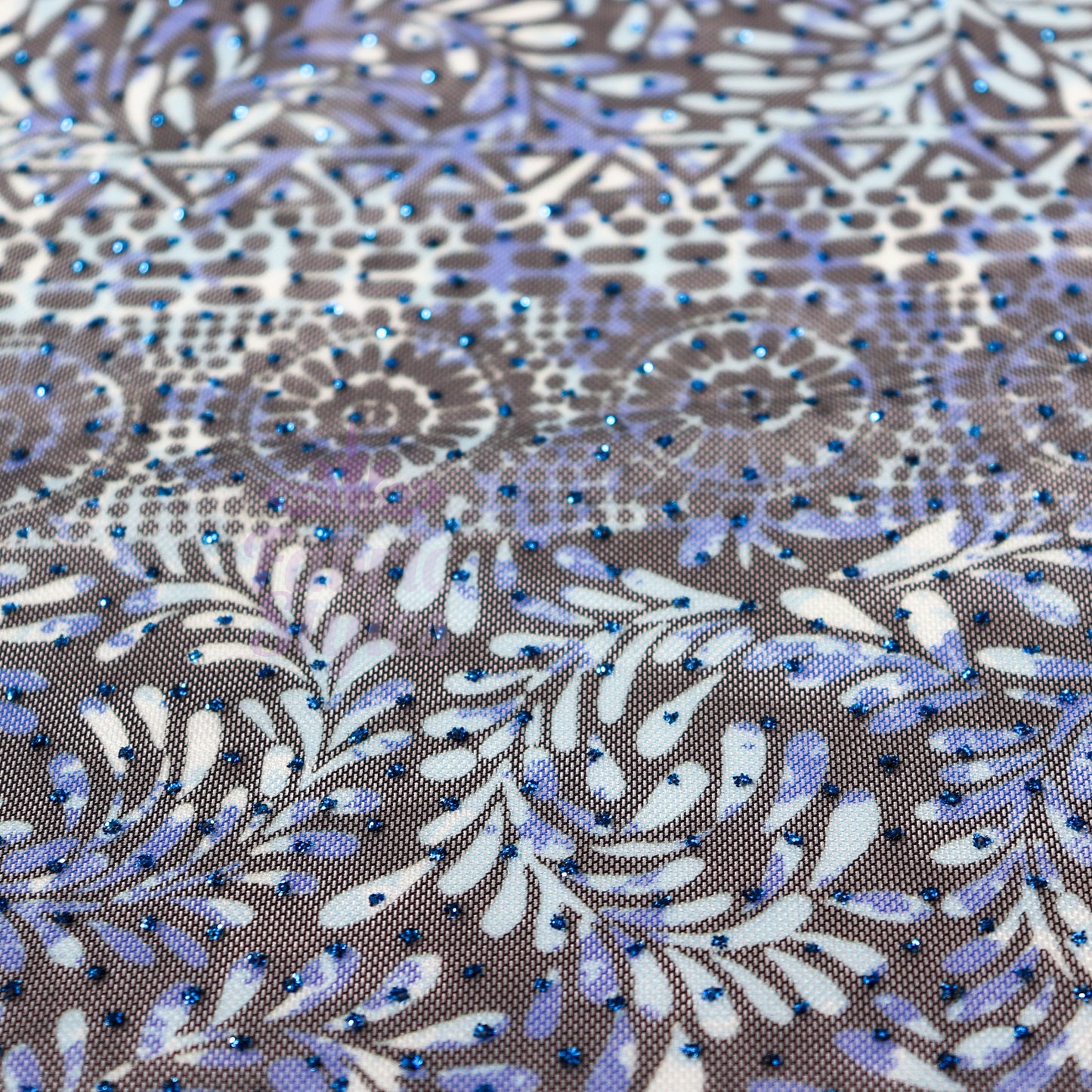 Blue Aztec Power Mesh Fabric