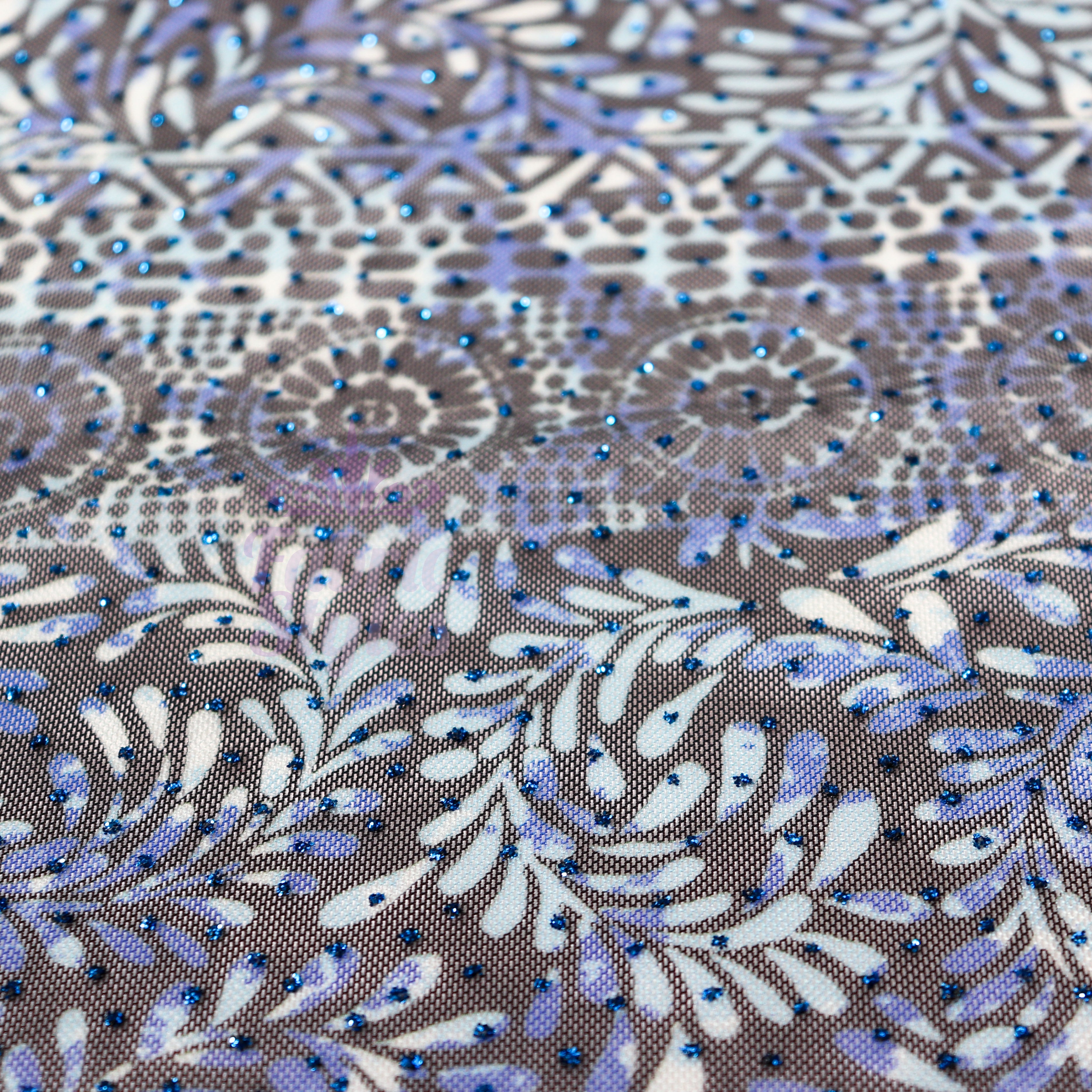 Blue Aztec Power Mesh Fabric