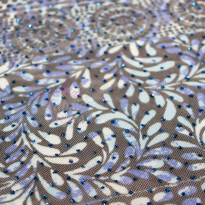 Blue Aztec Power Mesh Fabric